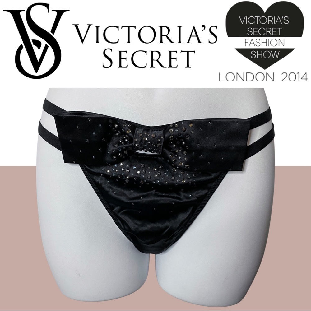 NWT Victoria’s Secret Fashion Show London 2014 Rhinestone Bow Strappy Thong L